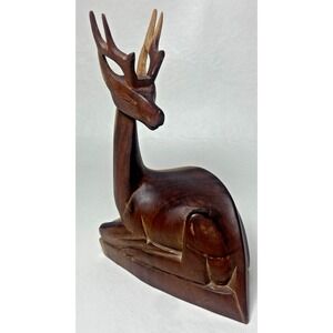 Gazelle Antelope Indonesia Hand Carved Wood Mid‎ Century Vintage 6"x4" MCM